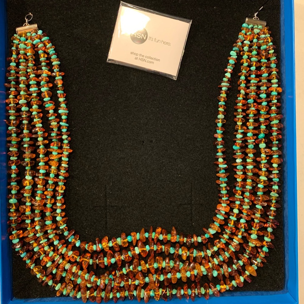 Jay King Amber & Turquoise Chip Necklace
